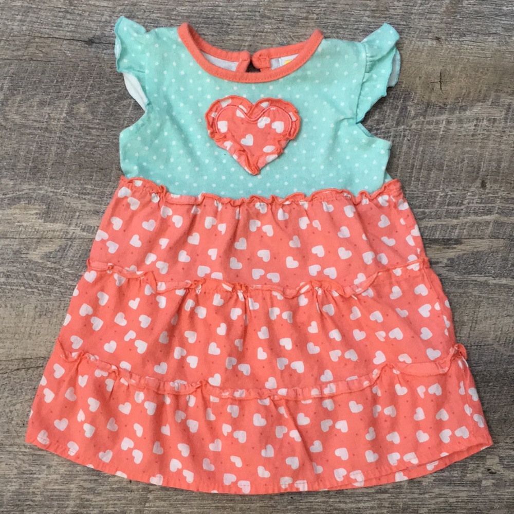 Healthtex Baby | 6-9M Light Blue & Coral Dress